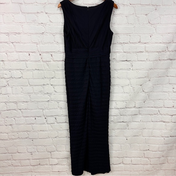 Adrianna Papell women’s navy blue formal gown maxi dress size 12 ribbed lace - Picture 13 of 16